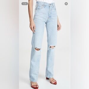NWT RE/DONE 90s high rise loose jean in bleach destroy